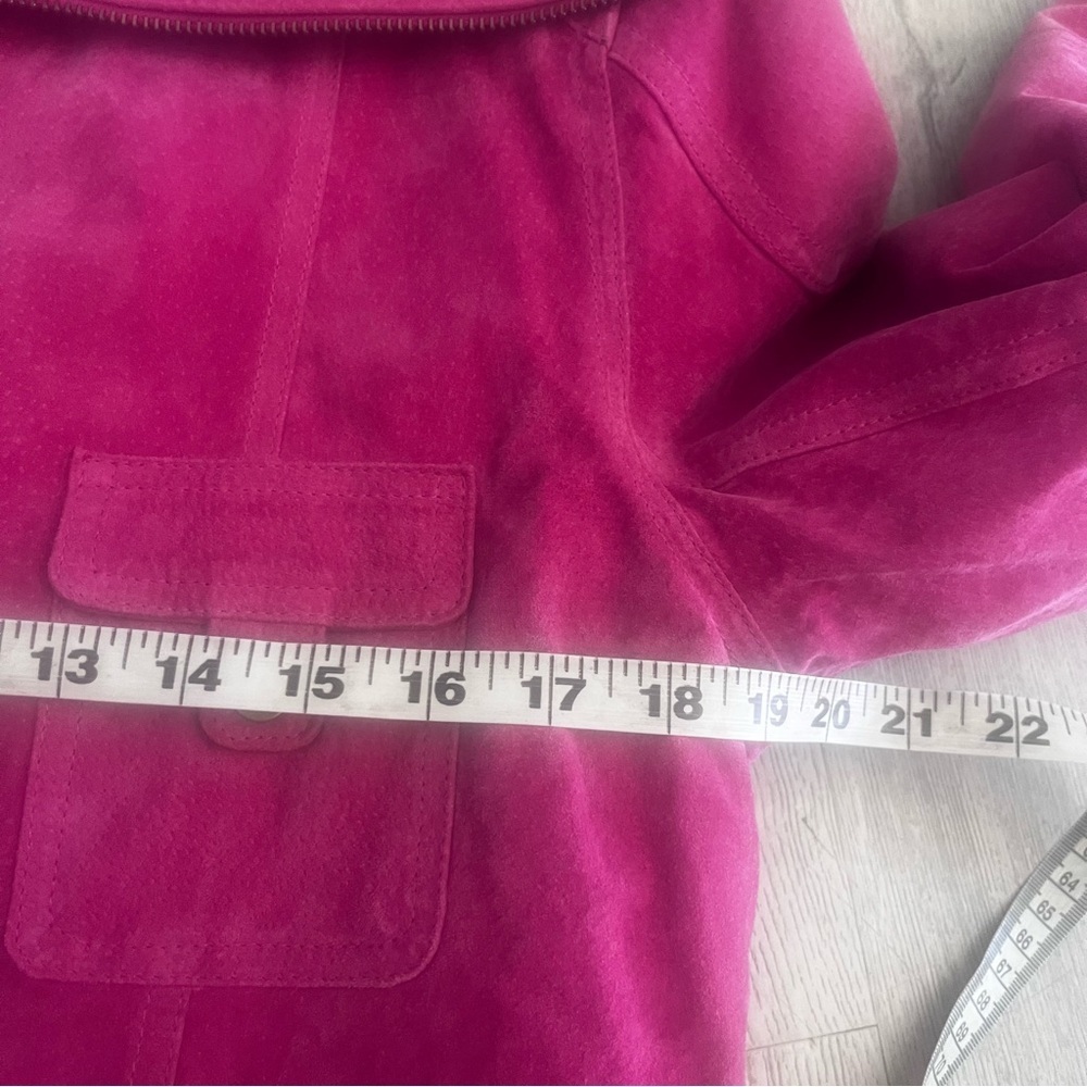 NWT NOS Cuero Pink Fuchsia Suede Bomber Jacket Vintage 2000 Medium - Picture 12 of 15